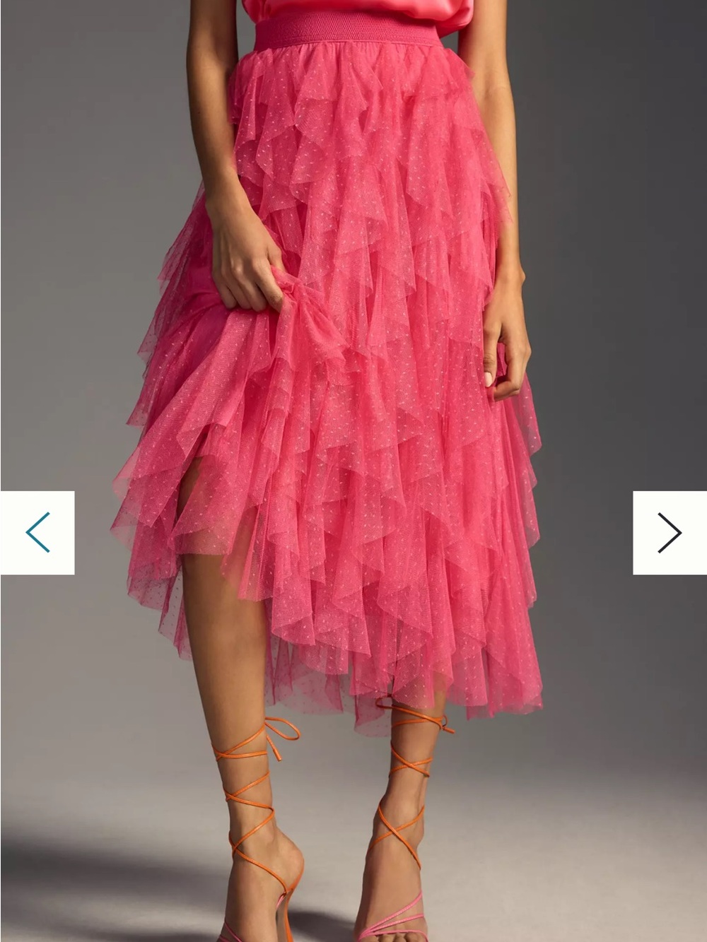 Anthropologie Chéri Ruffled Tulle Midi Skirt in raspberry pink - Size SXP - Picture 6 of 8